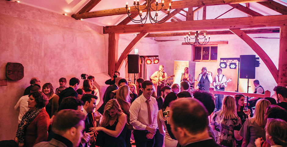 Live Band on stage in the Cider Barn