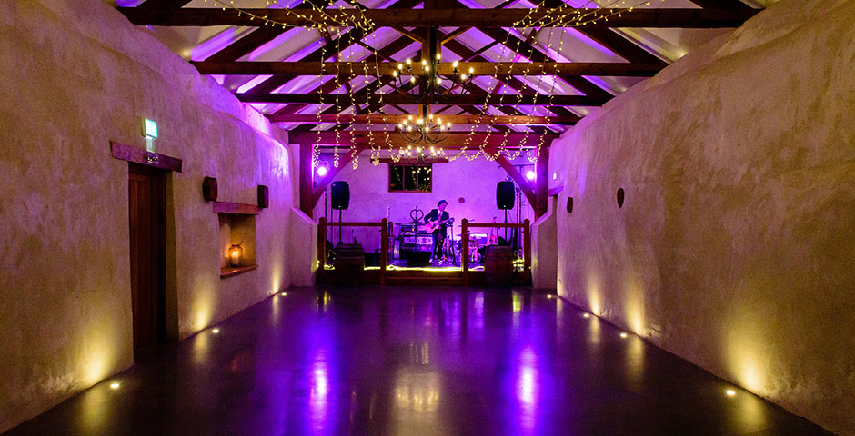 Cider Barn with band setting up