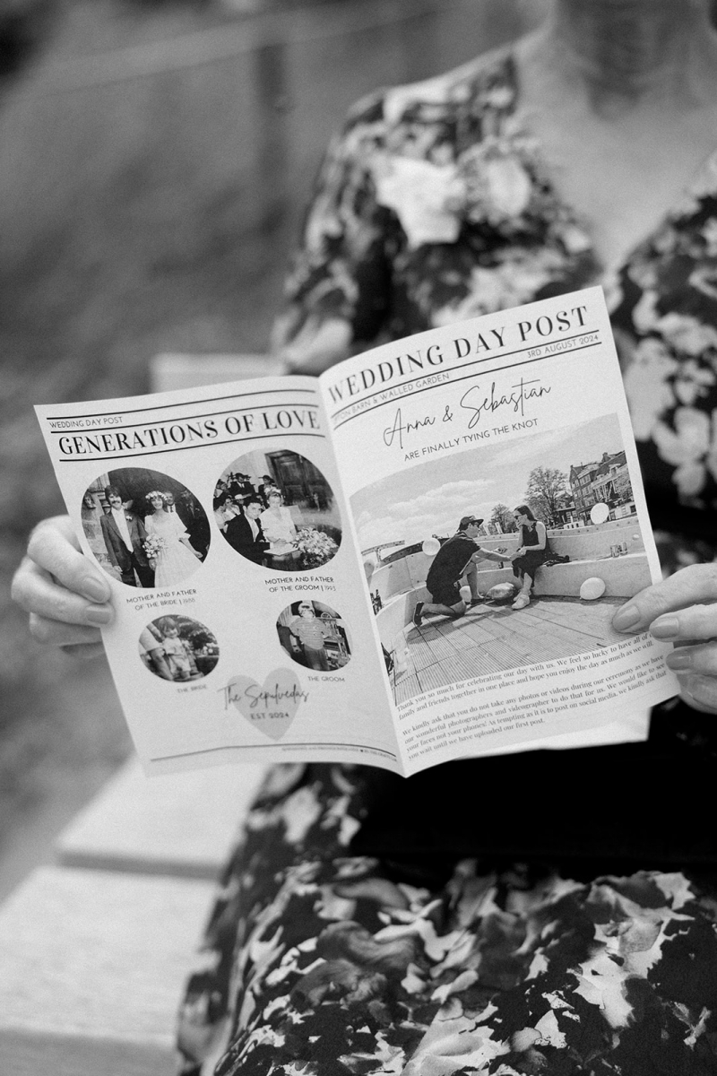 Anna & Sebs Wedding Newspaper by Sophie Mort Photography